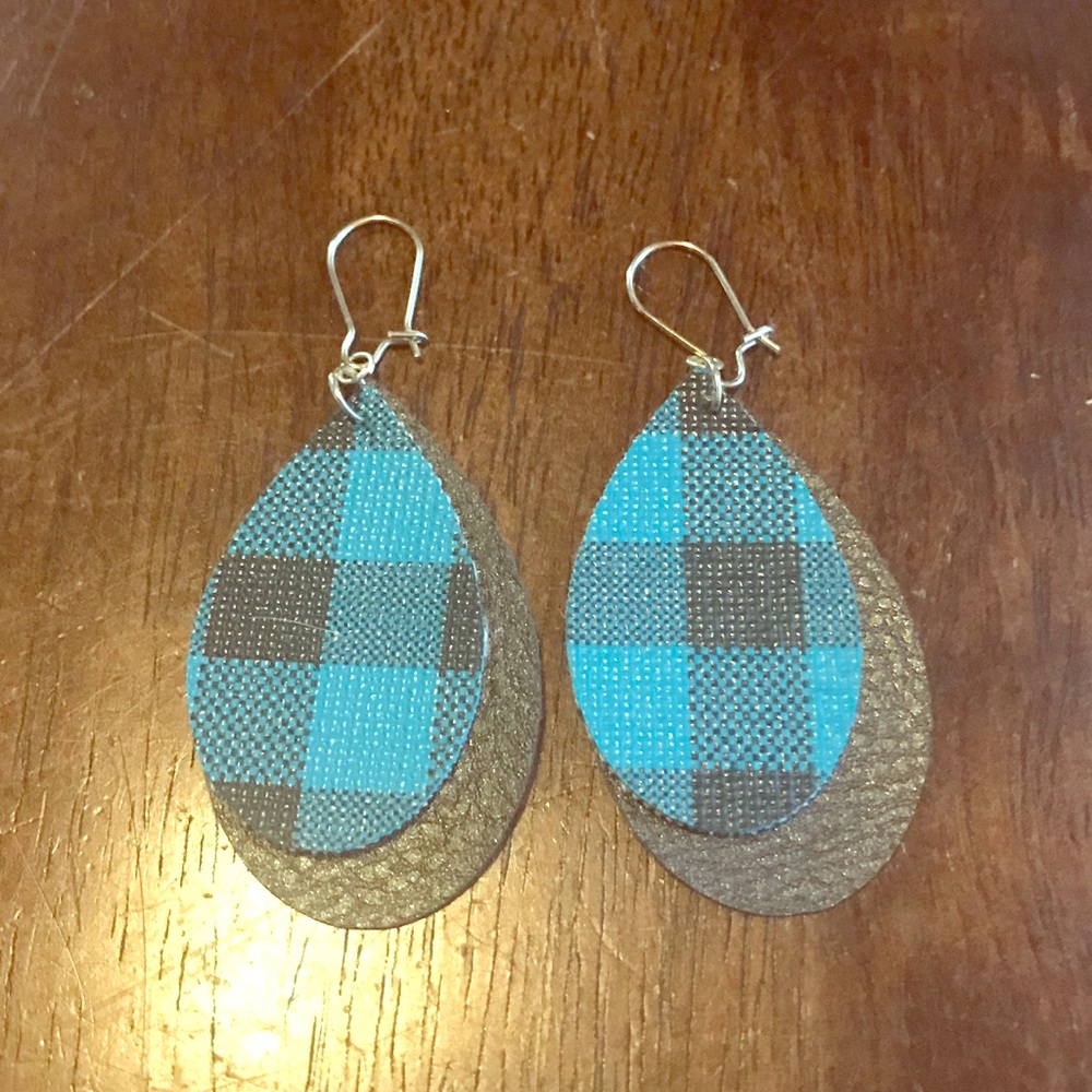 Buffalo Plaid Faux Leather Earrings